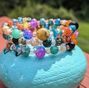 NEW JASPER Gemstone Crystals Bracelet Beaded Stone QUARTZITE Handmade